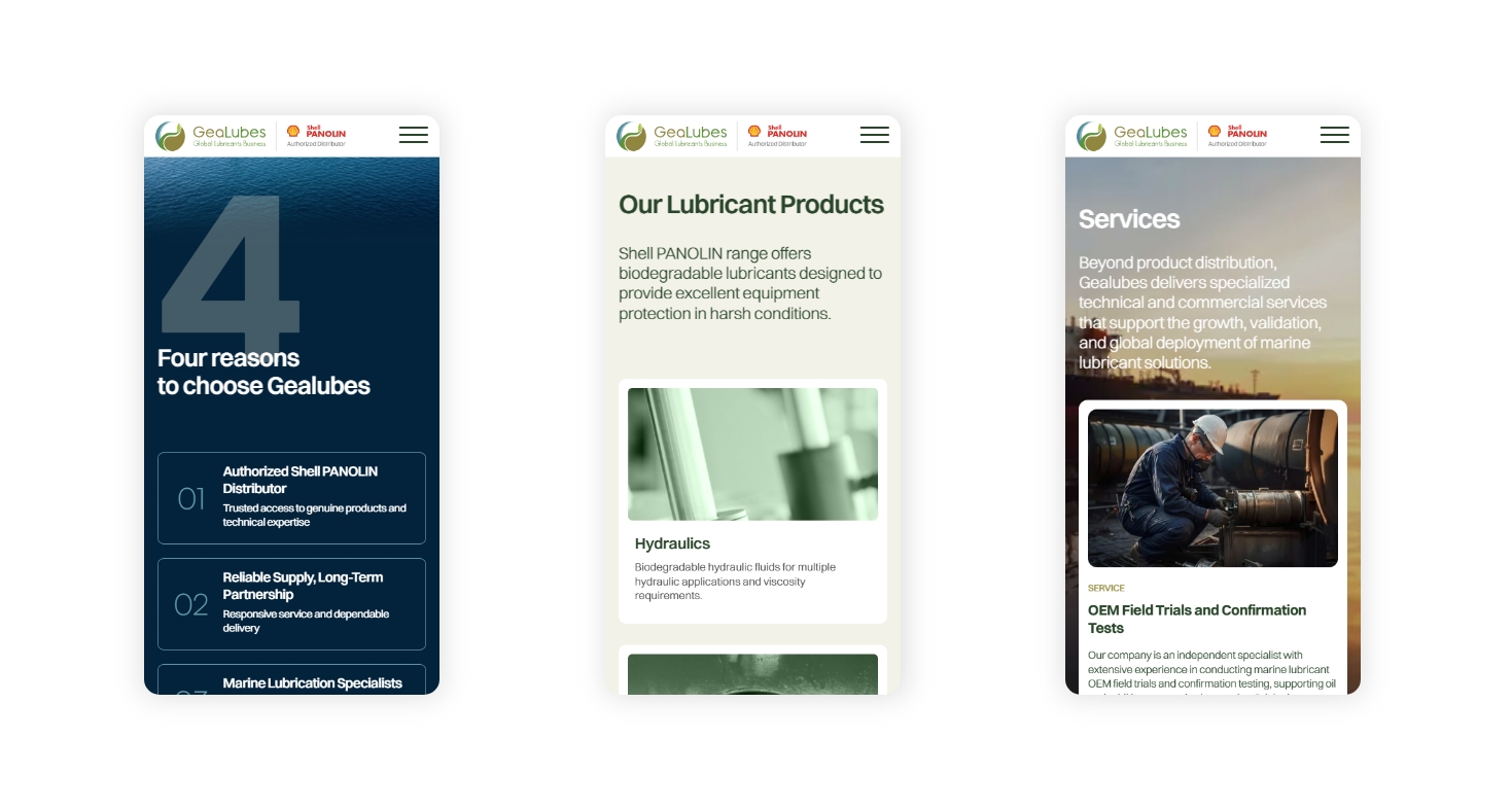 Various pages on mobile screens WEB DESIGN AND DEVELOPMENT