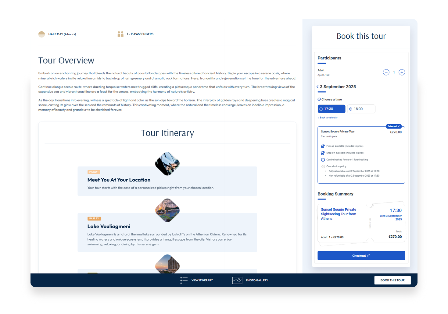 Tour Overview – Discover the itinerary and book. WEB DESIGN AND DEVELOPMENT