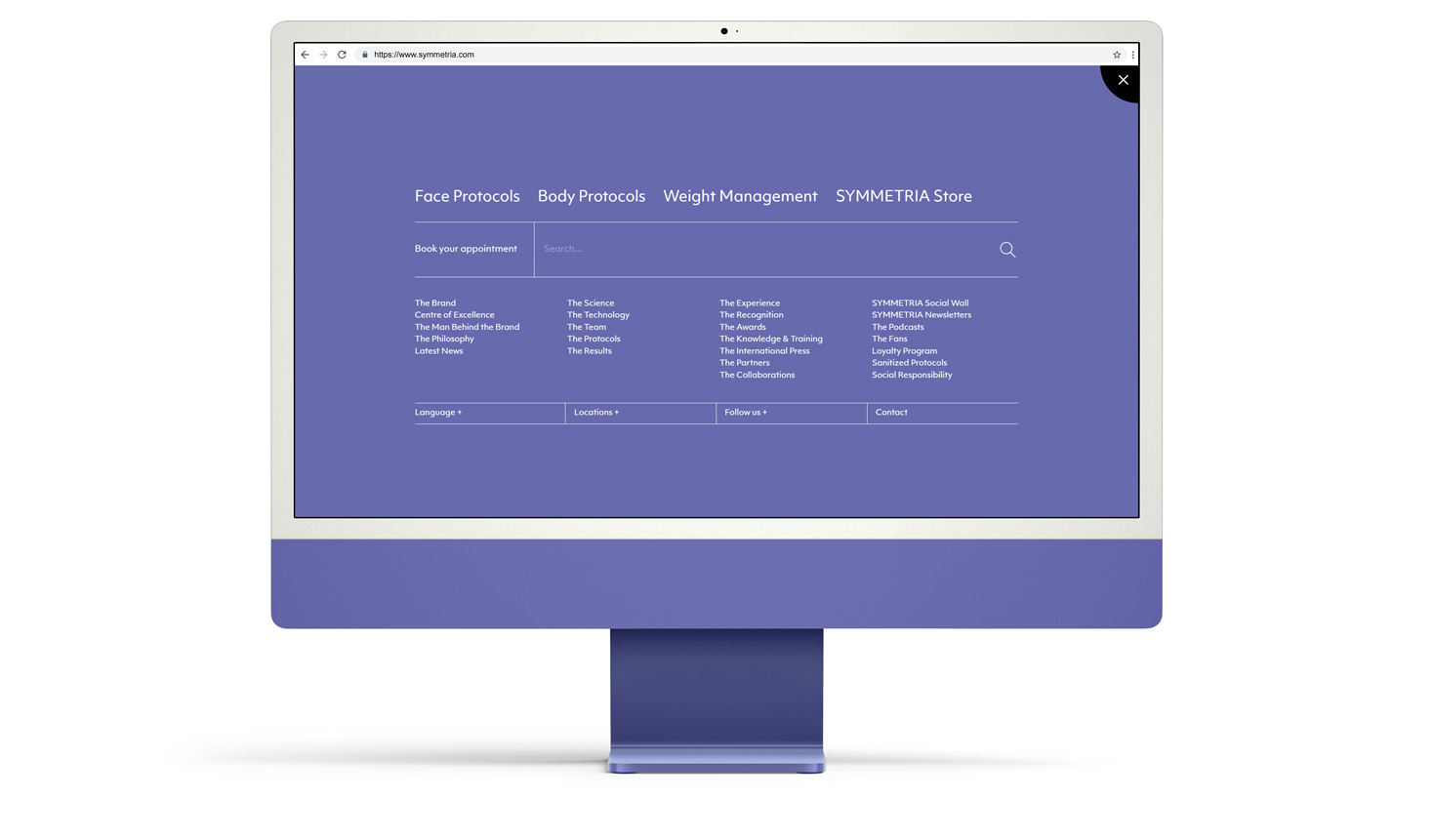 The full website menu WEB DESIGN AND DEVELOPMENT