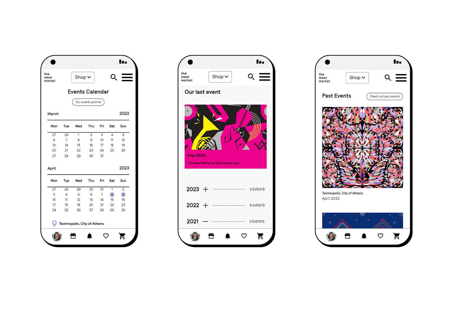 The Events in Mobile View E-COMMERCE DESIGN AND DEVELOPMENT