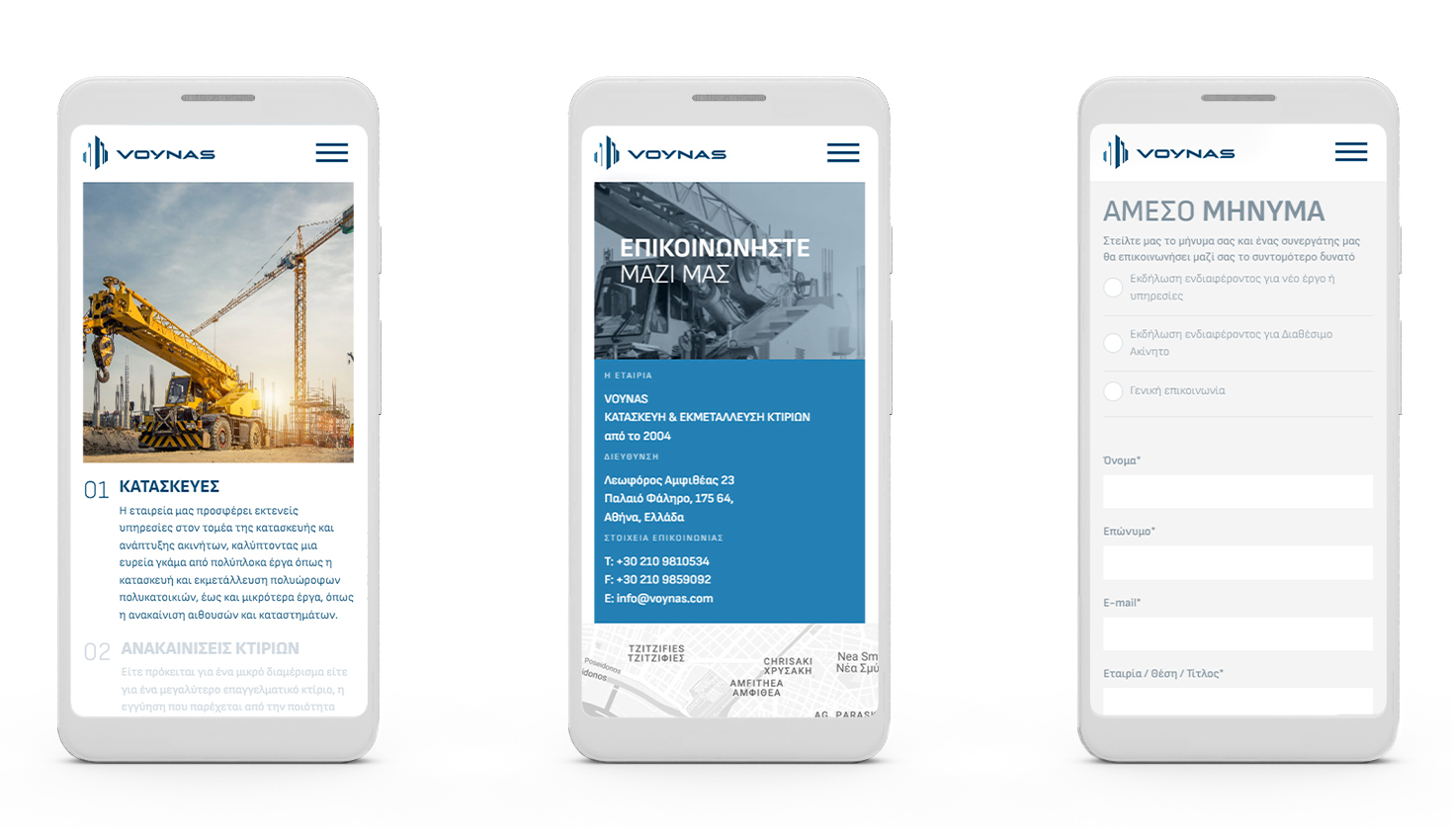 Depictions of the website on mobile screens REAL ESTATE