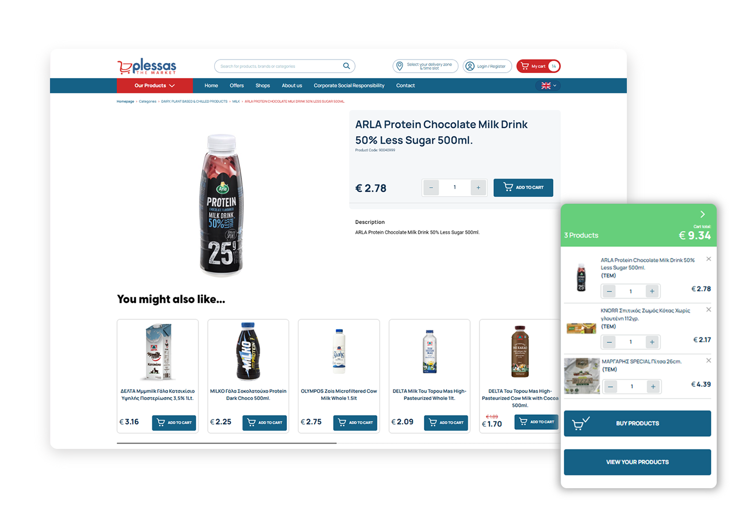 Various depictions of the product page WEB DESIGN AND DEVELOPMENT