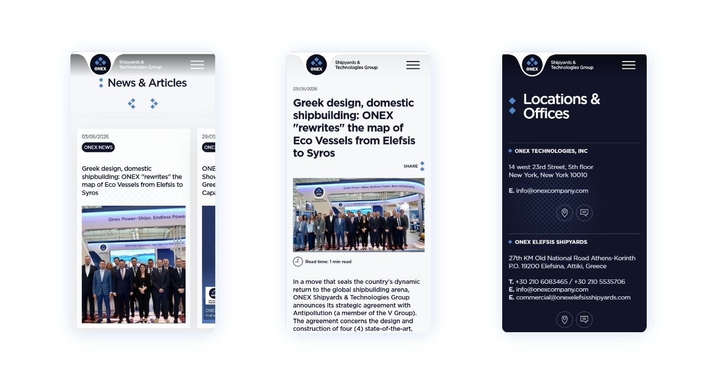 Various pages in mobile screens WEB DESIGN AND DEVELOPMENT