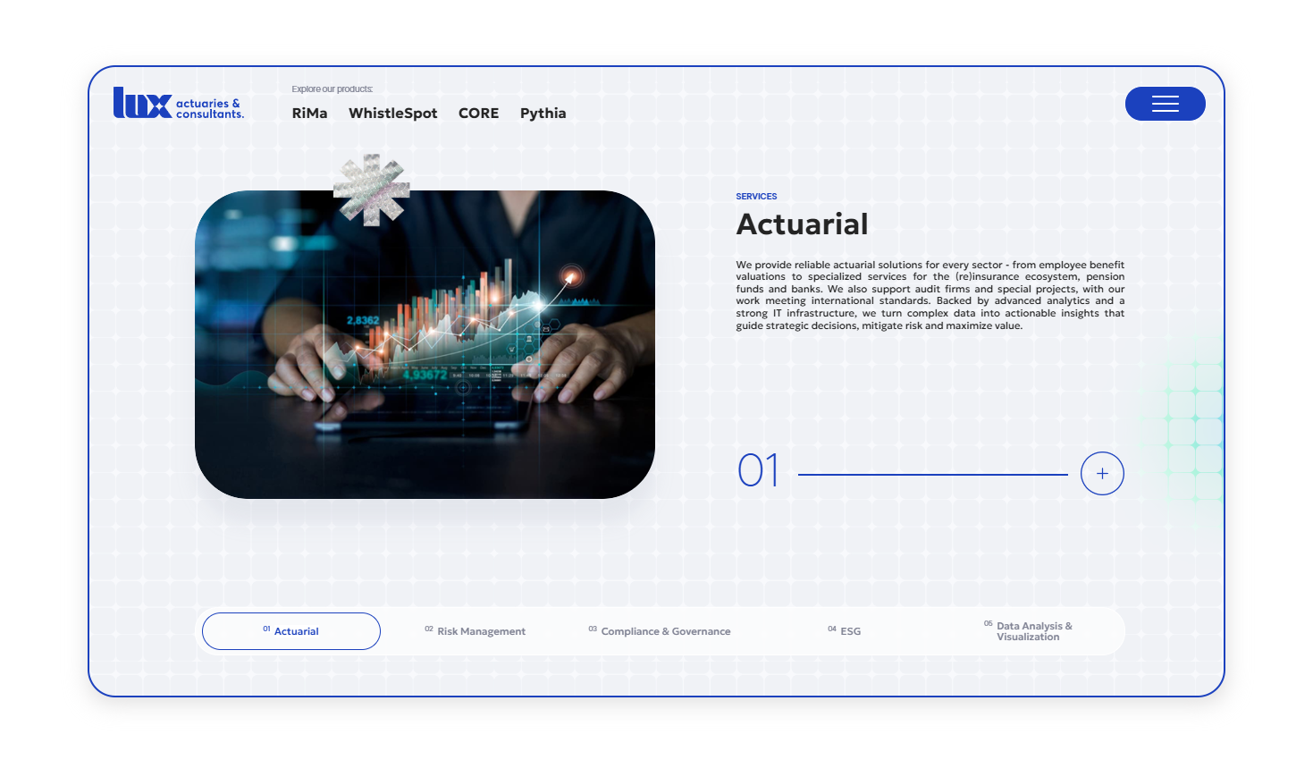The website's homepage WEB DEVELOPMENT AND DESIGN