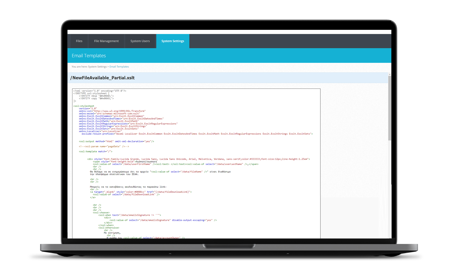Customizable XSLT templates allow the easy configuration of automated emails. SOFTWARE DESIGN AND DEVELOPMENT