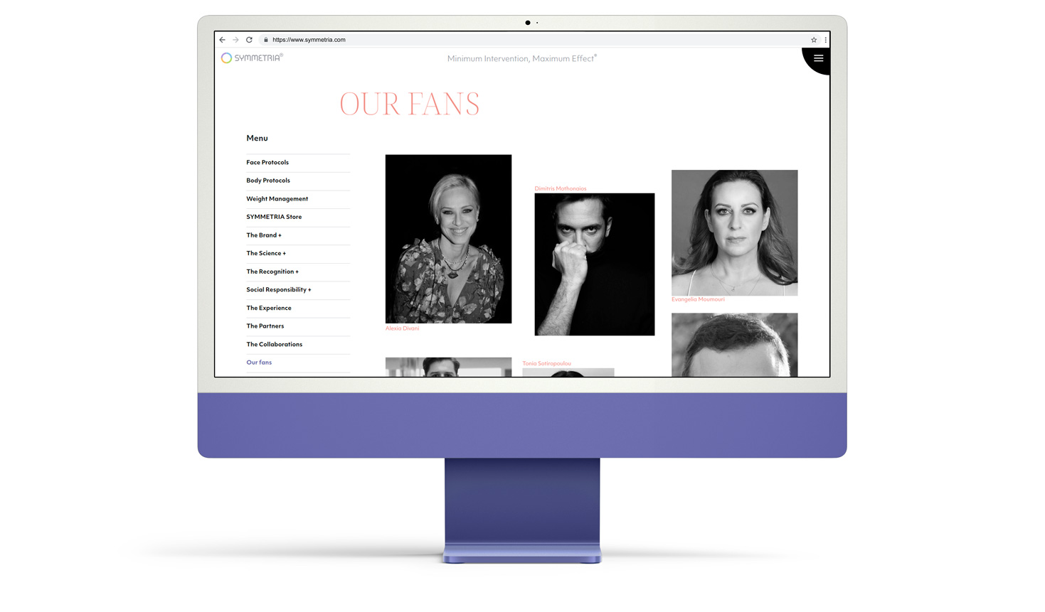 The "SYMMETRIA fans" page MODERN RESPONSIVE WEB DESIGN