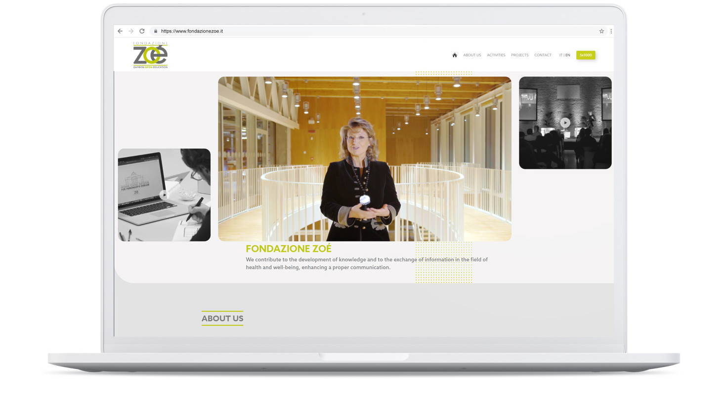 The Fondazione ZOE homepage WEB DESIGN AND DEVELOPMENT