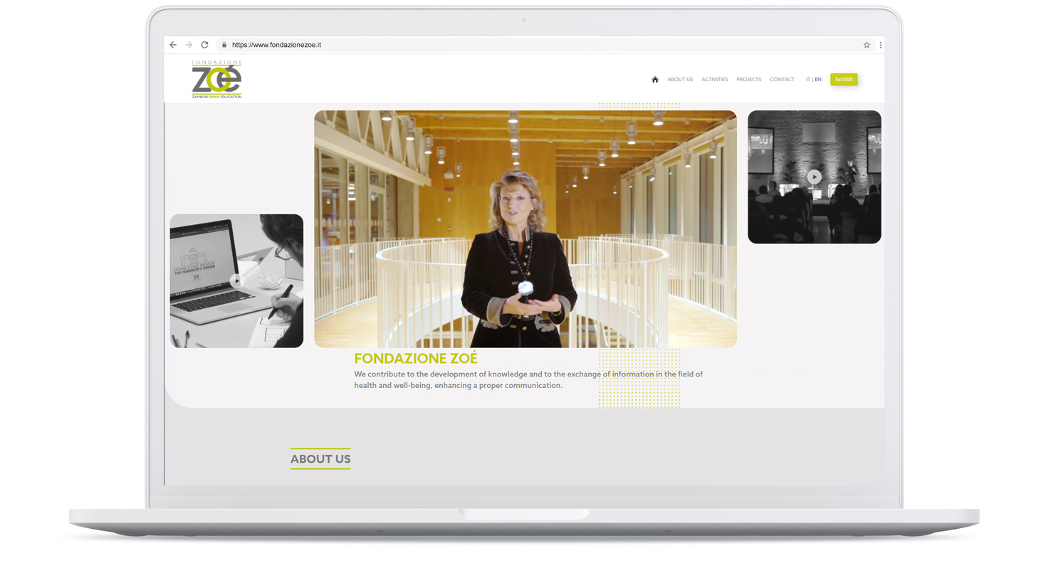 Η αρχική σελίδα του Fondazione ZOE ΣΧΕΔΙΑΣΜΟΣ ΚΑΙ ΑΝΑΠΤΥΞΗ ΙΣΤΟΣΕΛΙΔΑΣ