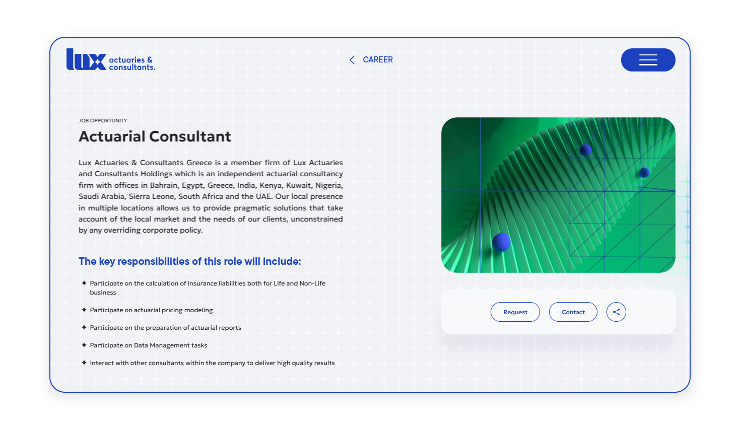 Career page – Job opening detail view WEB DEVELOPMENT AND DESIGN