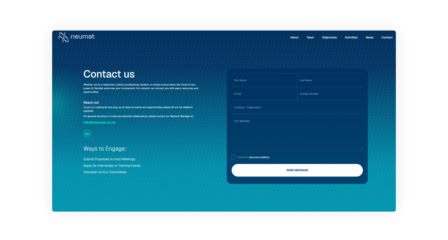 Contact page WEB DESIGN AND DEVELOPMENT