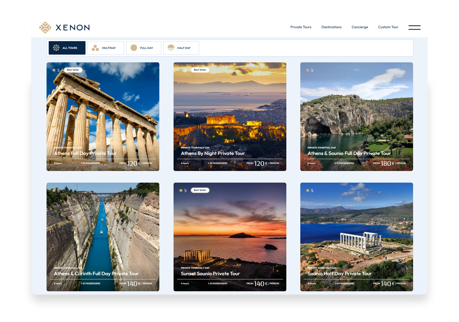 Private Tours Page WEB DESIGN AND DEVELOPMENT