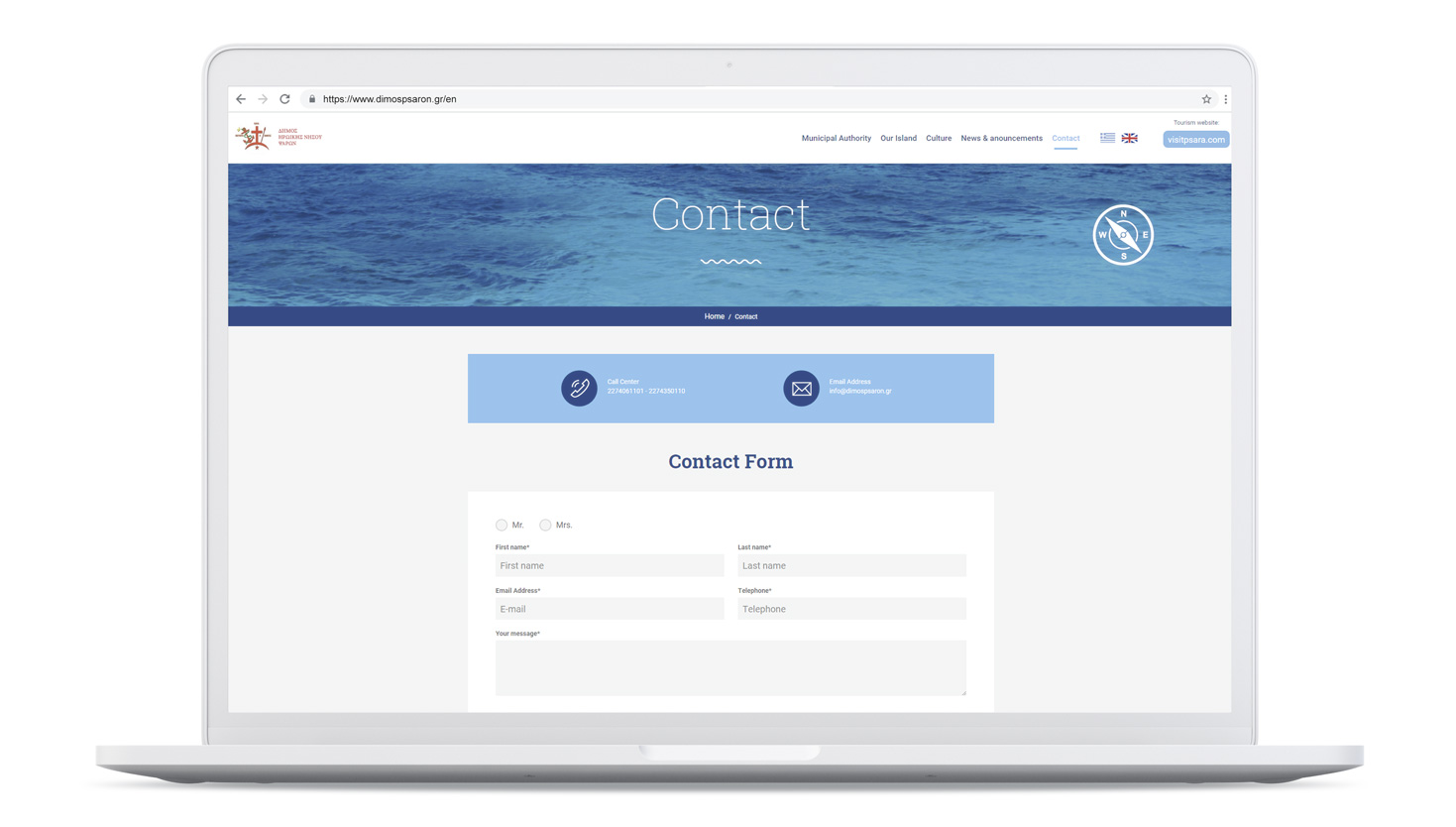 The contact page WEBSITE DESIGN AND DEVELOPMENT
