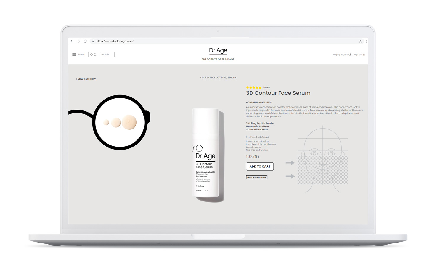Product page - Dr. Age 3D Contour Face Serum COSMETICS