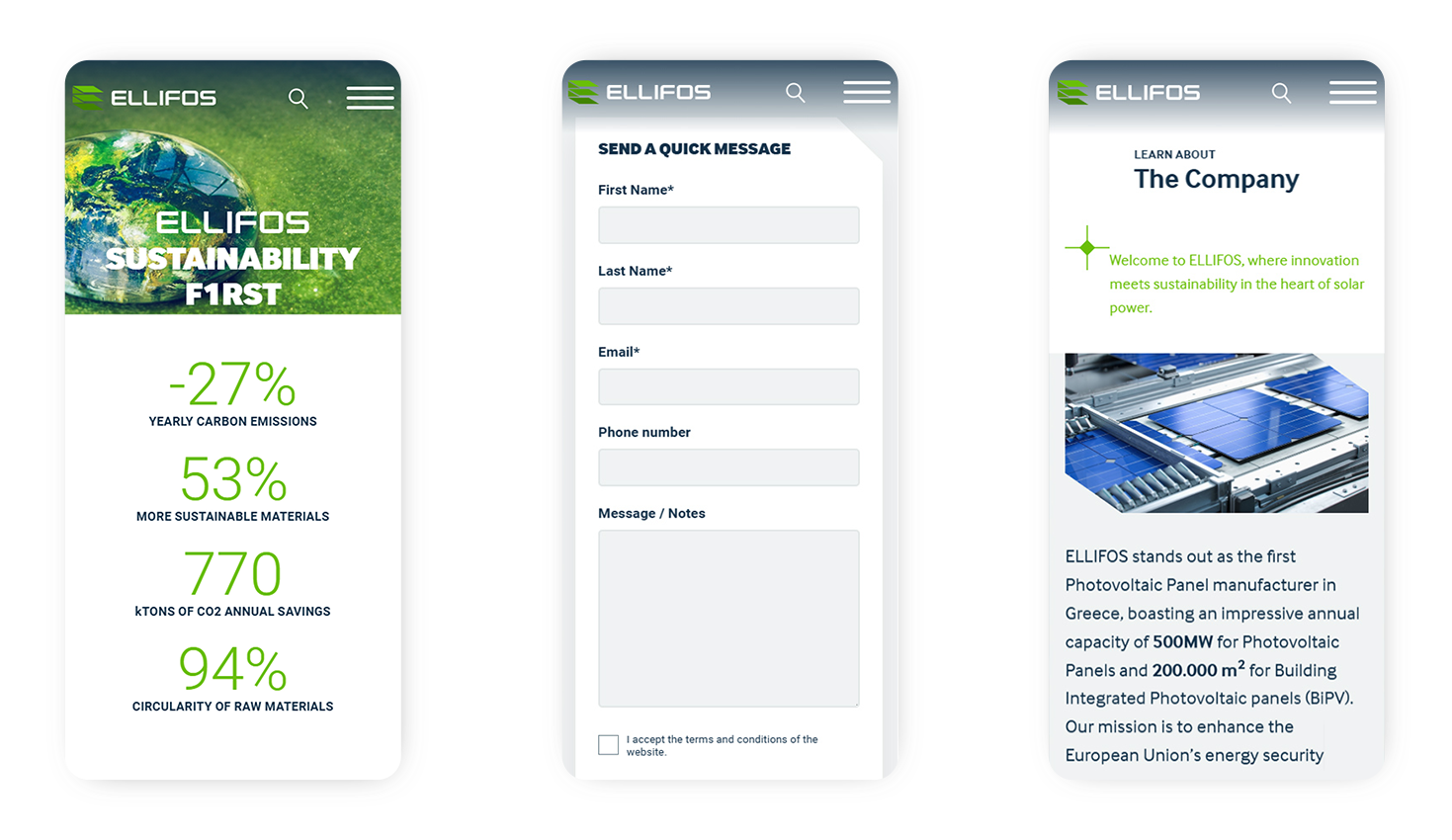 Mobile view of the website WEB DESIGN AND DEVELOPMENT