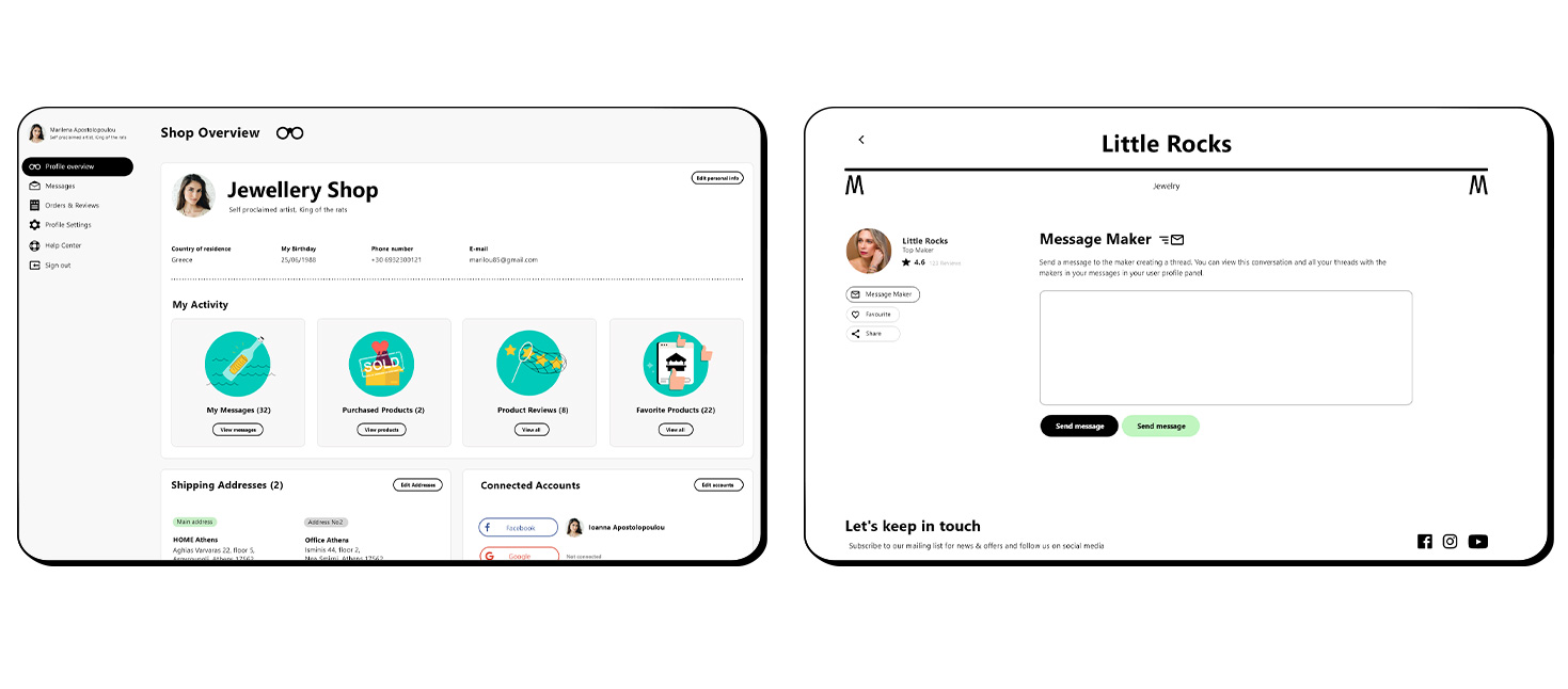 User's Profile Overview & Create Thread Message E-COMMERCE DESIGN AND DEVELOPMENT