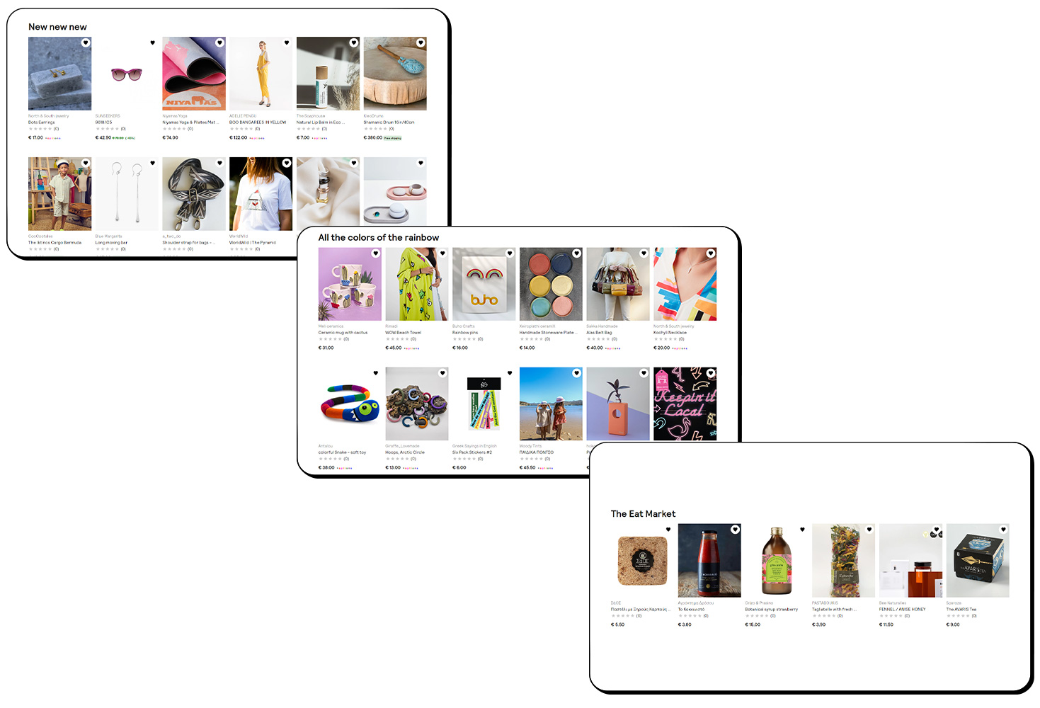 Various product categories pages E-COMMERCE DESIGN AND DEVELOPMENT