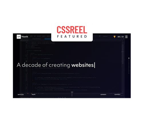 AWARDS & DISTINCTIONS - Noetik wins the "Featured Website of the day" on CSSREEL!