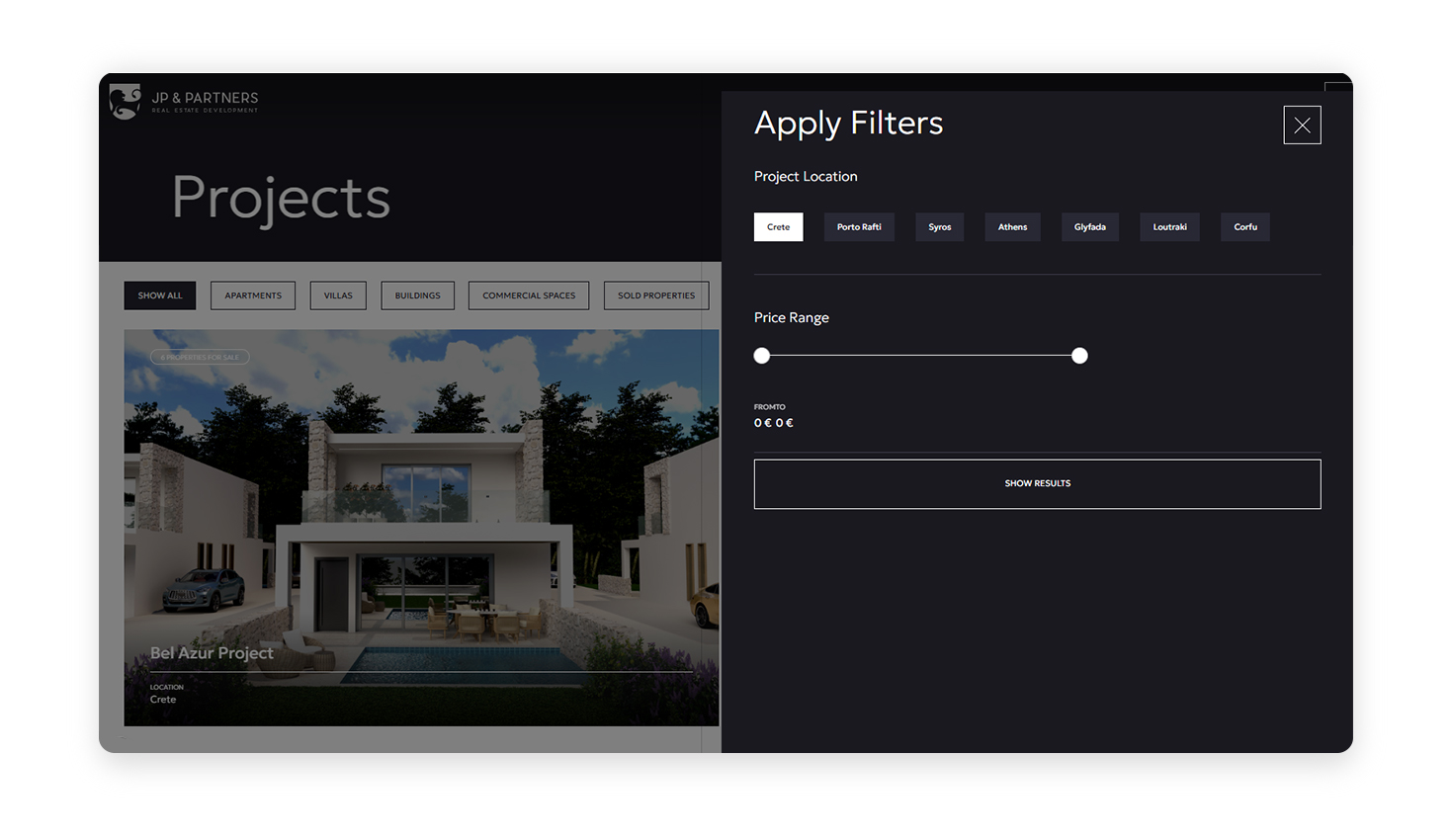 Project with filters WEB DEVELOPMENT AND DESIGN
