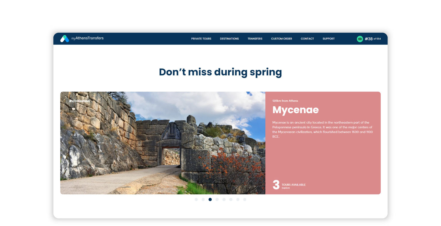 Destinations slider on the homepage ΚΑΤΑΣΚΕΥΗ ΙΣΤΟΣΕΛΙΔΑΣ