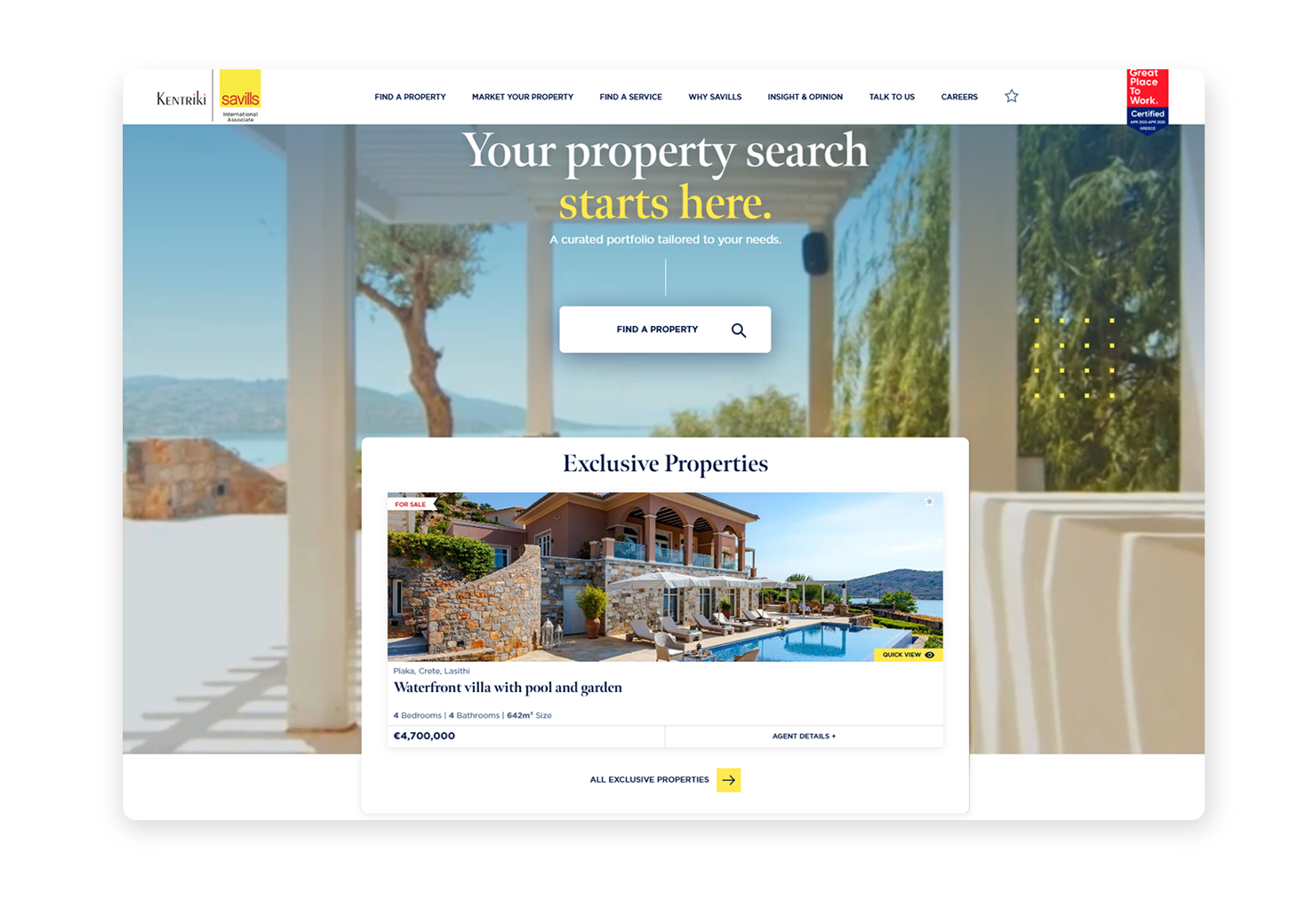 The homepage WEB DESIGN AND DEVELOPMENT