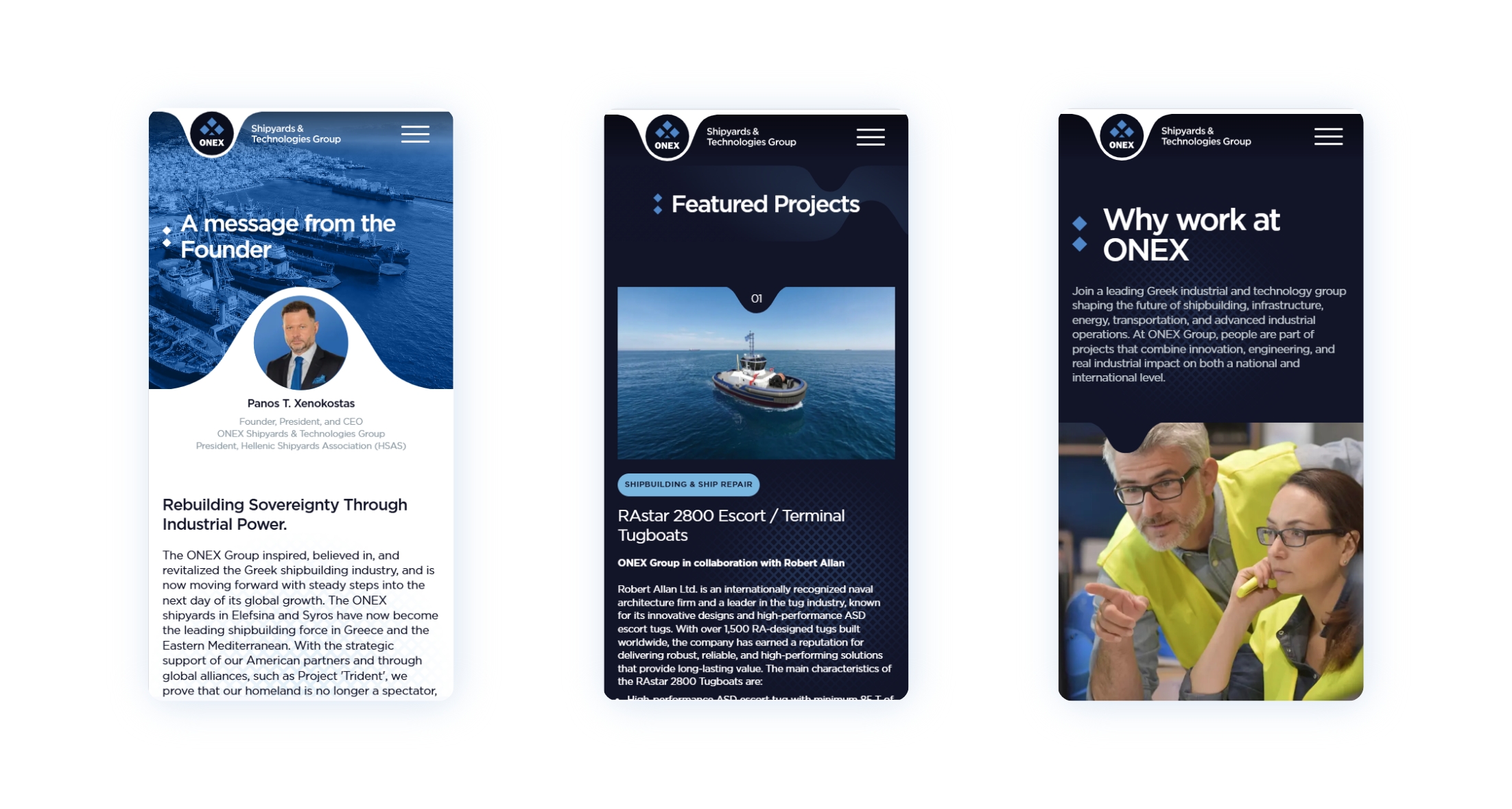 Various pages in mobile screens WEB DESIGN AND DEVELOPMENT