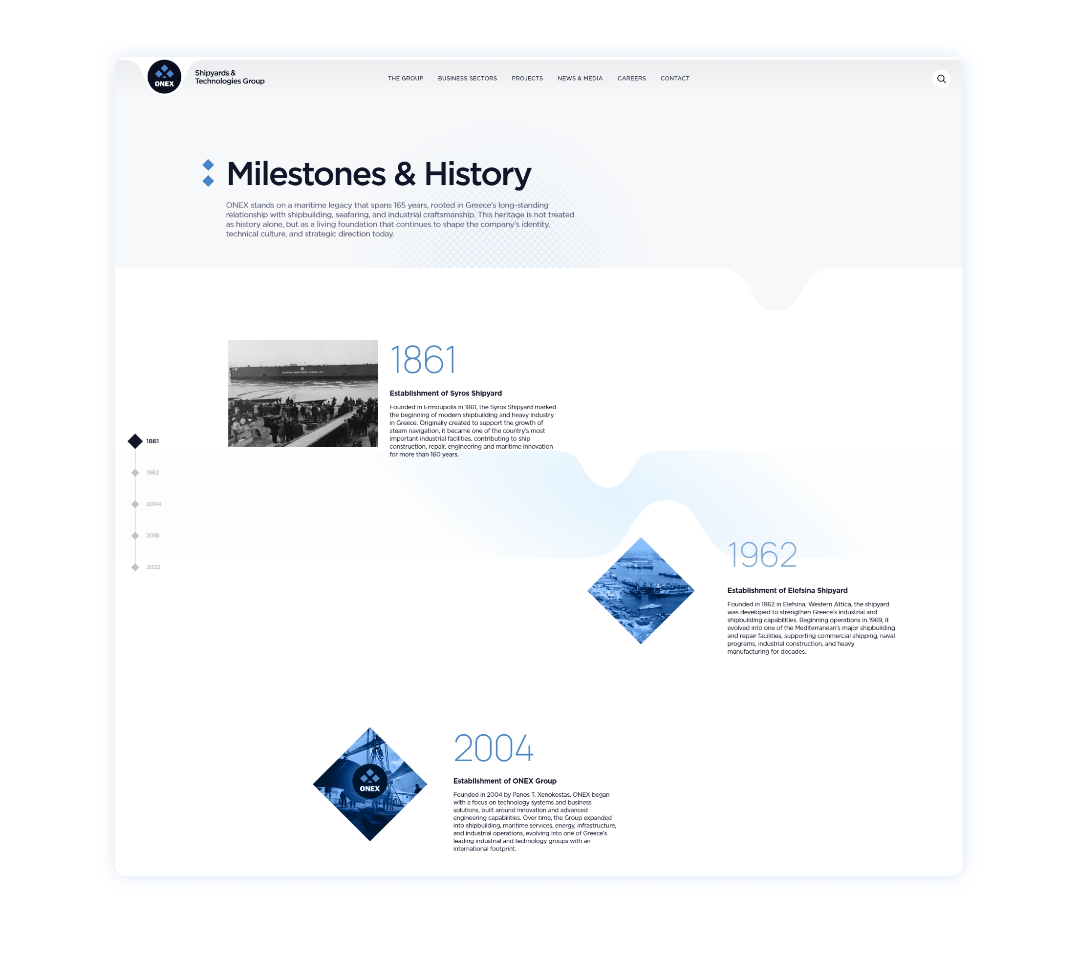 The group - Milestones & History page WEB DESIGN AND DEVELOPMENT