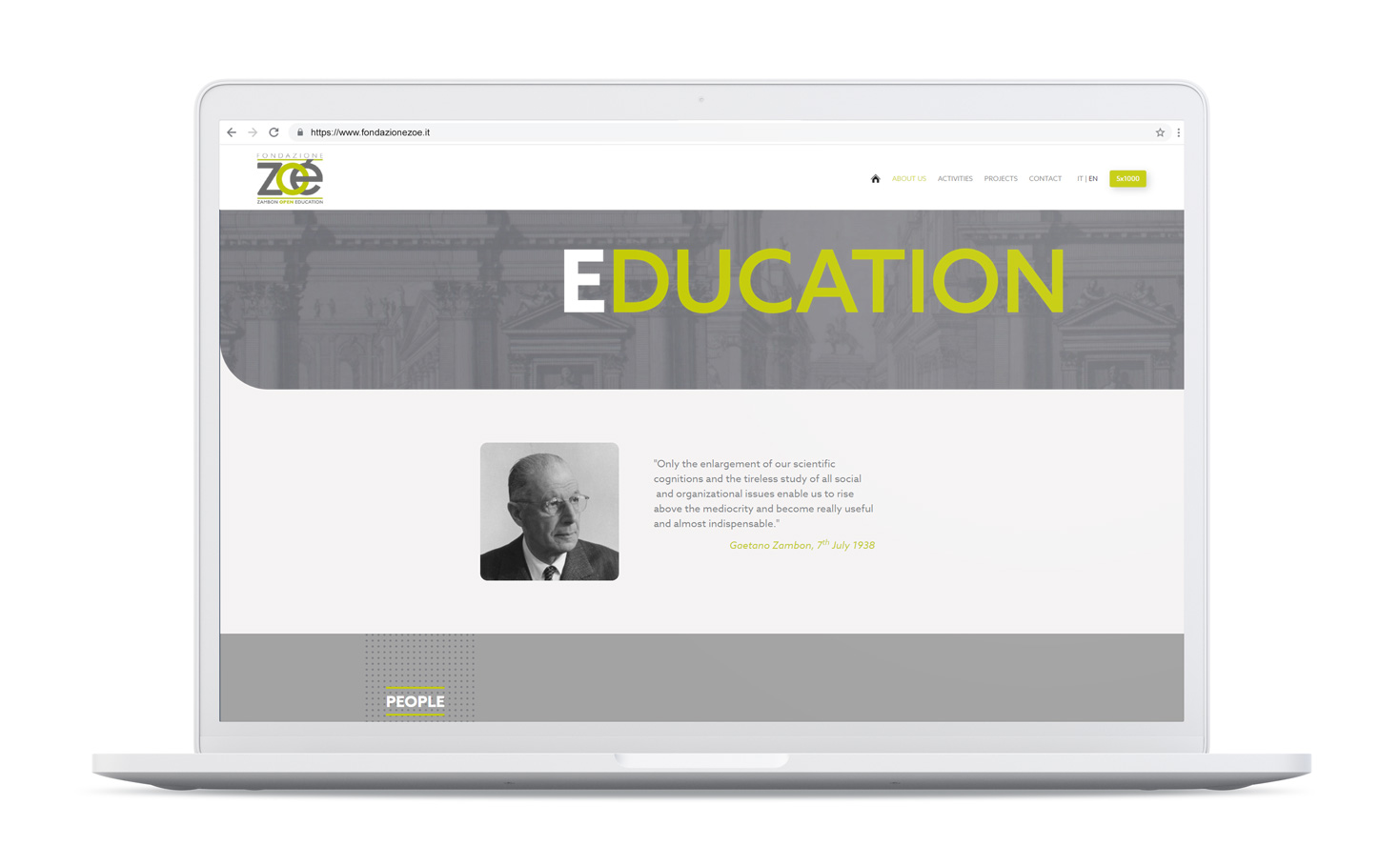 WEB DESIGN AND DEVELOPMENT Fondazione Zoé / Zambon Group