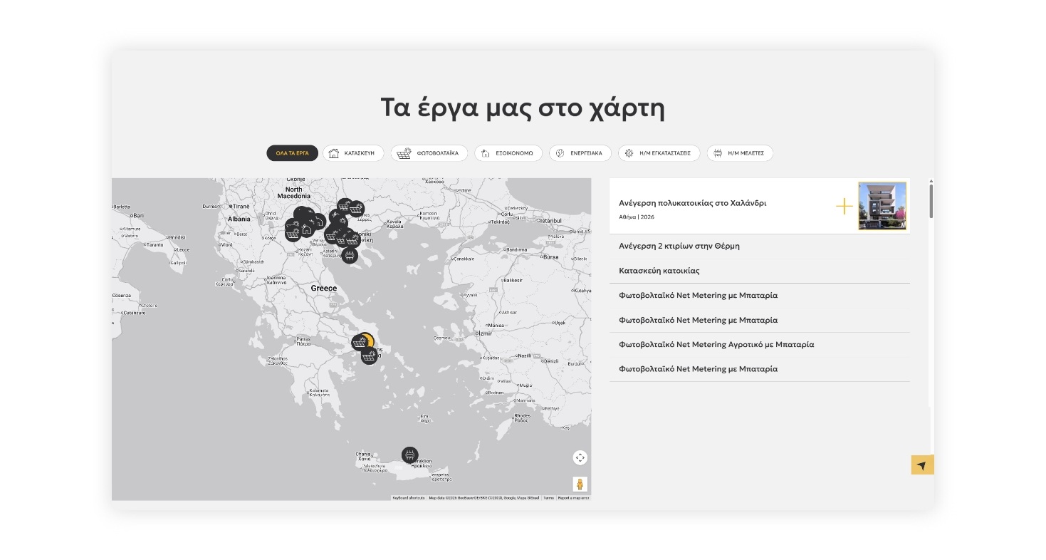 Works on map WEB DESIGN AND DEVELOPMENT