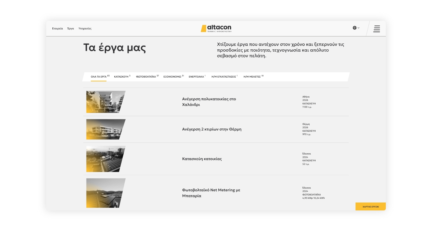 Our projects page WEB DESIGN AND DEVELOPMENT